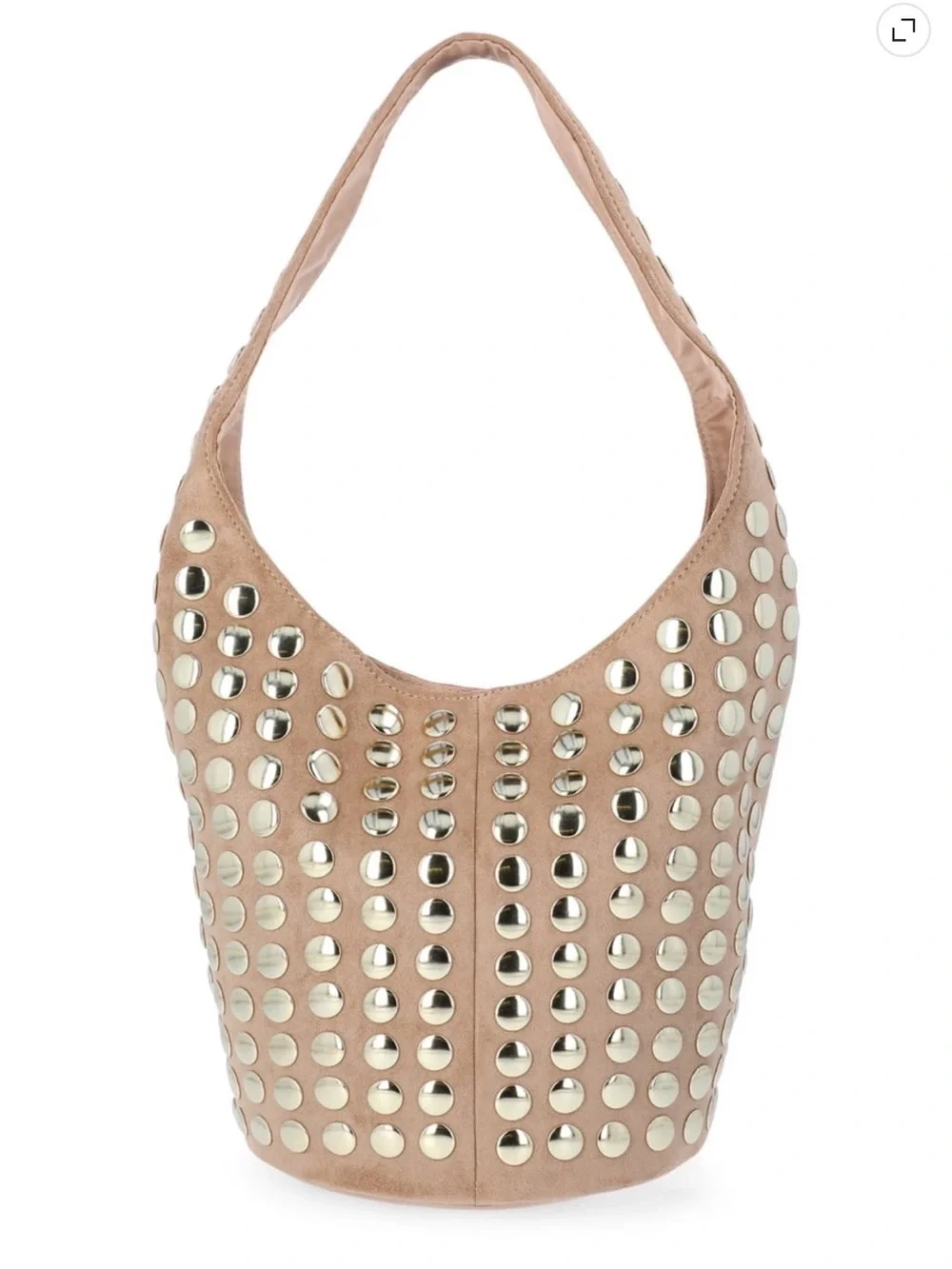 Madden NYC Khaki Faux Suede Studded Bucket Shoulder Bag